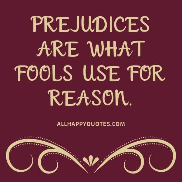 prejudices are what fools use